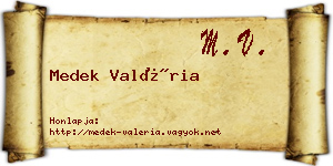 Medek Valéria névjegykártya